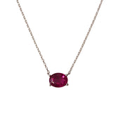 Brass Oval Birthstone Prong Necklace