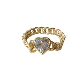 Heart Bezel Chain Link Ring