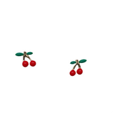 Red Enamel Cherry Studs