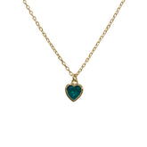 Dainty Emerald Heart Bezel Necklace