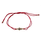 Detailed Hamsa Sapphire Eye Red Thread Bracelet