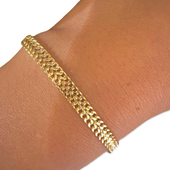 Gold Filled Flat Woven 4mm 7” Bracelet