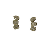 Gold Filled Geometric Teardrop Bezel Pave Crawler Studs