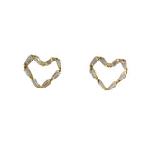 Heart Baguette Outline Studs