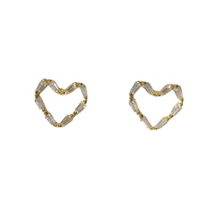 Heart Baguette Outline Studs