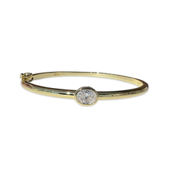 Cleo Oval Bezel Bangle Cuff Bracelet