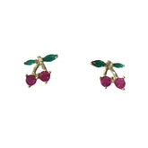 Ruby Red Cherry Studs