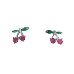 Ruby Red Cherry Studs