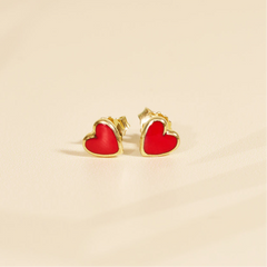 Madison Red Enamel Heart Stud Earrings