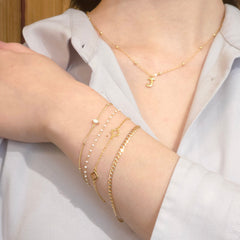 Two Tone Cuban Chain Thin 2mm & 7” Bracelet