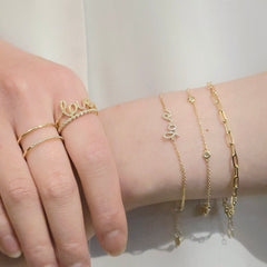 Lilian Cursive Script Love Ring