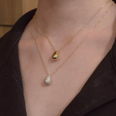 Sterling Silver Pave Teardrop Necklace