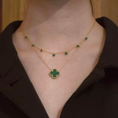 Flora Bezel Large Malachite Necklace