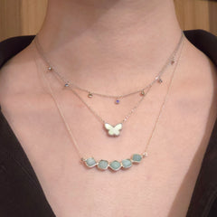 Butterfly Mother of Pearl Bezel Necklace