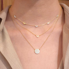 Geovana Circle Disc Sparkle Necklace