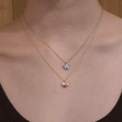 Blue Evil Eye Lash Necklace