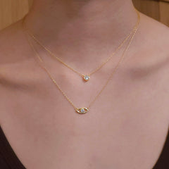 Evil Eye Hollow Bezel Necklace