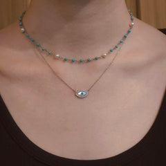 Evil Eye Mother of Pearl Necklace