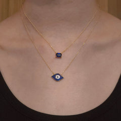 Sapphire Evil Eye Shape Necklace