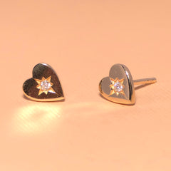 Mayla Heart Diamond Starburst Stud Earrings