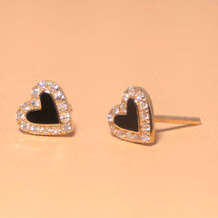 Sylvia Halo Black Heart Stud Earrings