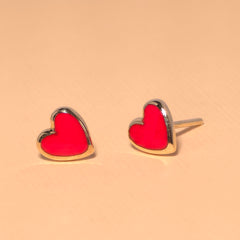 Madison Red Enamel Heart Stud Earrings