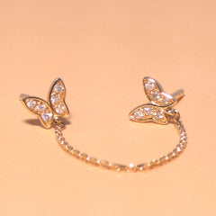 Cheryl Double Butterfly Chain Stud Earrings