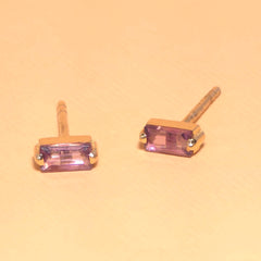 Daphne Baguette Amethyst Stud Earrings