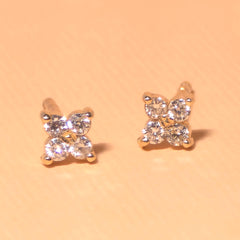 Tina Petite Diamond Flower Clover Stud Earrings