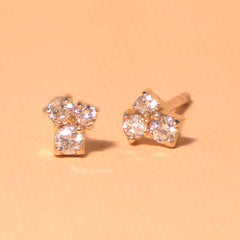 Eve Triple Diamond Cluster Stud Earrings