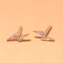 Claire Pave Lightning Bolt Stud Earrings