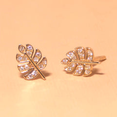 Layla Diamond Palm Leaf Stud Earrings