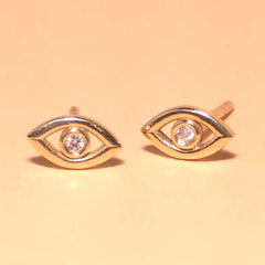 Miriam Evil Eye Outline Bezel Stud Earrings