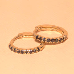 Amaya Black Pave Huggie Hoops
