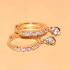 Amanda Bezel Pave Charm Huggie Hoops