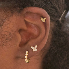 Cheryl Pave Butterfly Stud Earrings