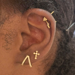 Claire Pave Lightning Bolt Stud Earrings