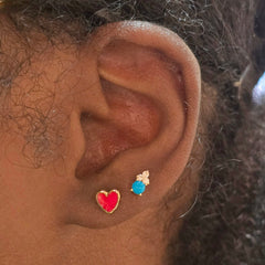 Madison Red Enamel Heart Stud Earrings