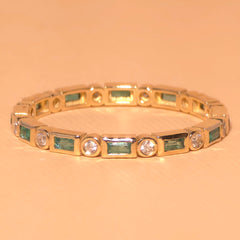 Caitlin Emerald Baguette Bezel Pattern Diamond Eternity Ring