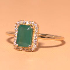 Jin Emerald Baguette Cocktail Ring