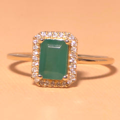 Jin Emerald Baguette Cocktail Ring