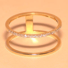 Liana Double Band Plain & Diamond Ring