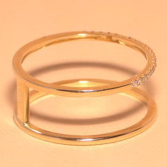 Liana Double Band Plain & Diamond Ring