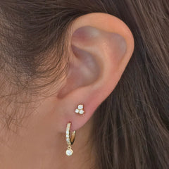 Amanda Bezel Pave Charm Huggie Hoops