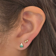 Camelia Emerald Cluster Stud Earrings