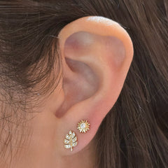 Layla Diamond Palm Leaf Stud Earrings