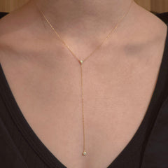 Gemma Bezel Cluster Lariat Necklace