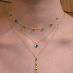 Dainty Emerald Heart Bezel Necklace