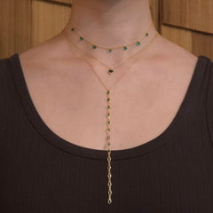 Laura Emerald Marquis Lariat Necklace