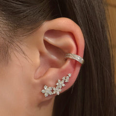 Clara Sparkle Flower Crawler Earrings